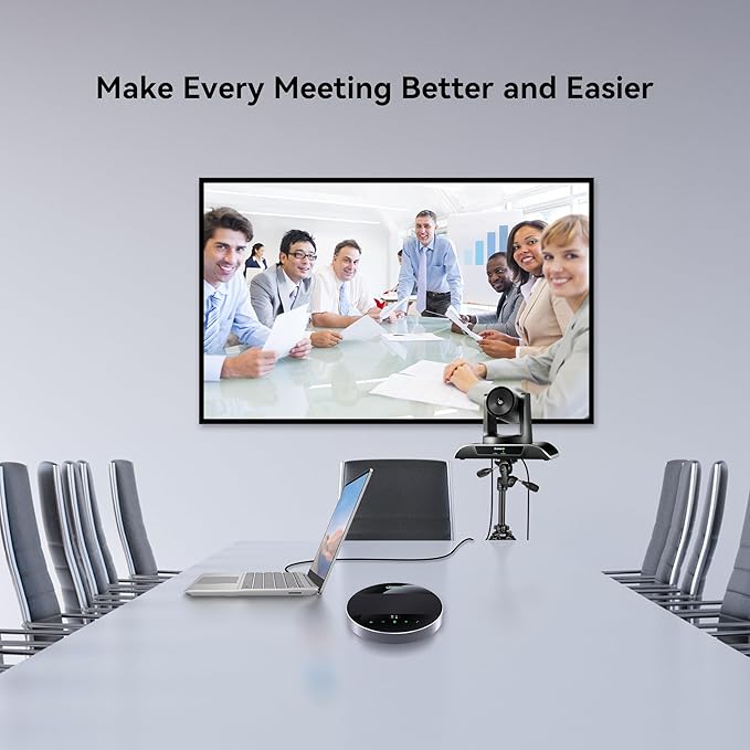 Tenveo 3X Optical Zoom 1080P 60FPS PTZ Conference System with 93°Wide-Angle Lens and MagiCall Bluetooth Speakerphone, Video Output via USB 3.0/HDMI/RS485/RS232, Ideal for Large Meetings