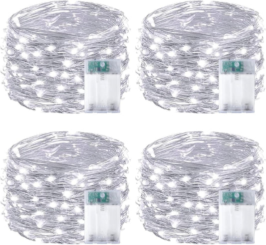 Skiennix 50 LED Fairy Lights - Waterproof 16FT Battery Operated String Lights with Timer | Cool White for Indoor/Outdoor Decor