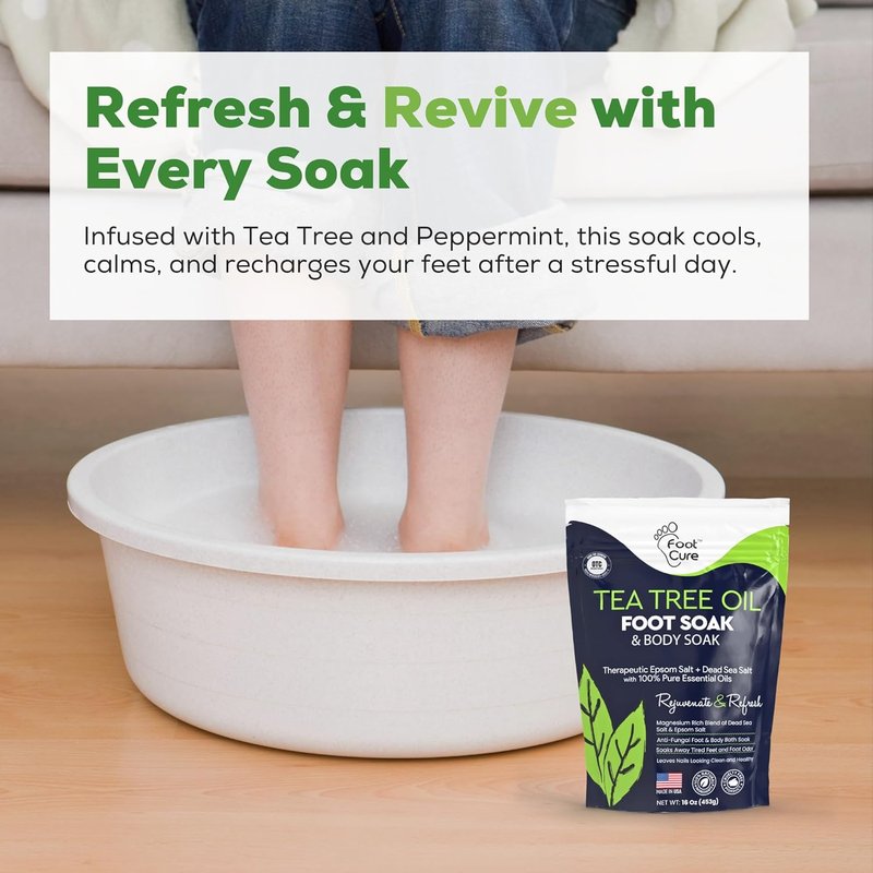 Tea Tree Oil Foot Soak with Epsom Salts - Relieve Pain, Soreness, Fungal Issues | Pack of 4