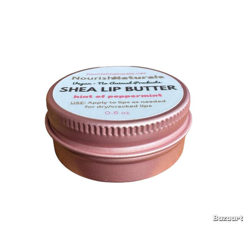 Shea Lip Butter - All-Natural Vegan Lip Balm for Long-Lasting Hydration | Pack of 3, Travel-Sized with Peppermint Oil