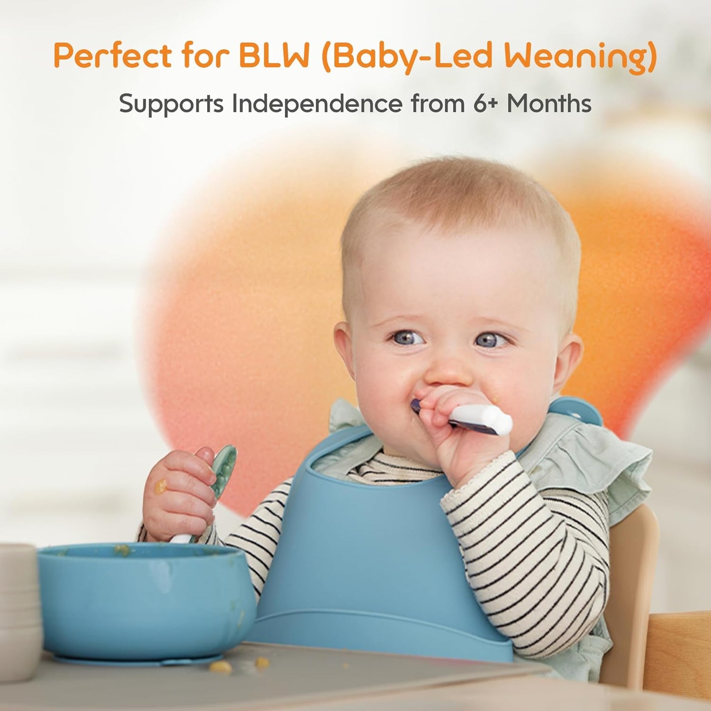 NumNum Baby Spoons Set - Silicone Self-Feeding Utensils for 6+ Months | BPA-Free, 2 Pack Red/Yellow