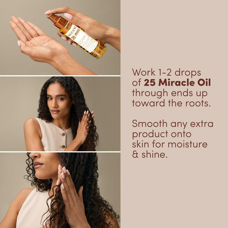 Mizani 25 Miracle Nourishing Hair Oil - Softens and Adds Weightless Shine, Hydrating & Nourishing With Coconut Oil, For Curly Hair