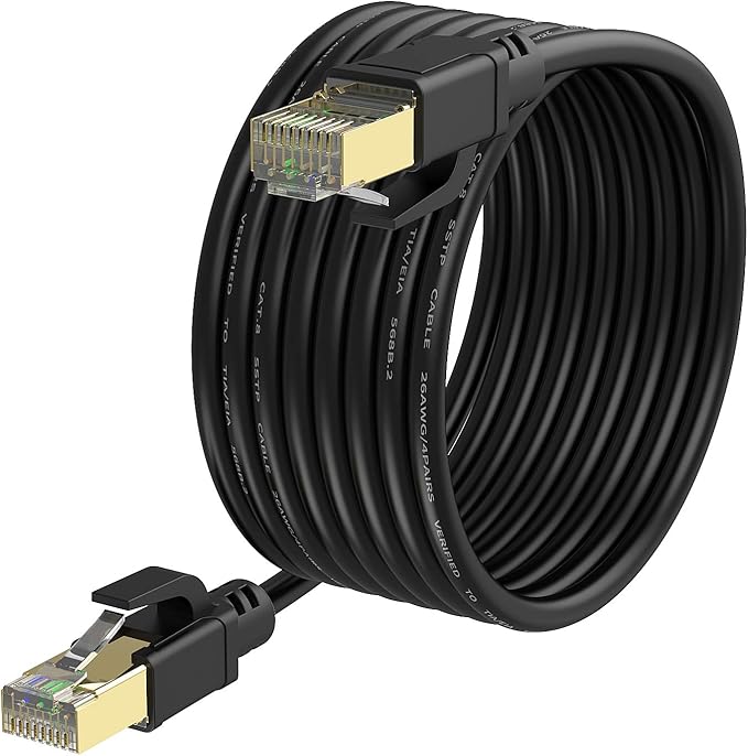 YixGH Cat8 Ethernet Cable, Internet Network Cord, 40Gbps 2000Mhz LAN Wires, High Speed SSTP LAN Cables with Gold Plated RJ45 Connector for Router, Modem, Gaming, Xbox (300ft)