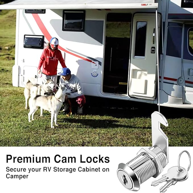 Sartatue Cabinet Cam Locks Keyed Alike, 1-1/8'' Fits on 7/8'' Max Door Thickness, Secure File Drawer Mailbox RV Storage Replacement Set, Zinc Alloy (1-1/8 Inch 10Pcs)
