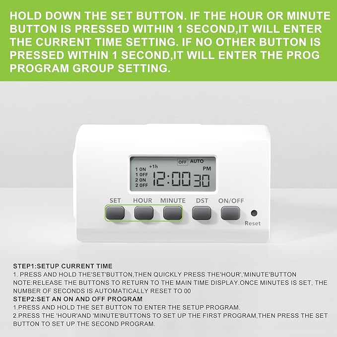 BN-LINK Indoor Digital Timer Outlet,24 Hour Light Timer Easy Programmable,Mini 2 Prong Plug in Timers for Electrical Outlets,Lamps,Fans,2 On/Off Programs,2 Pack,15A/1875W, ETL Listed