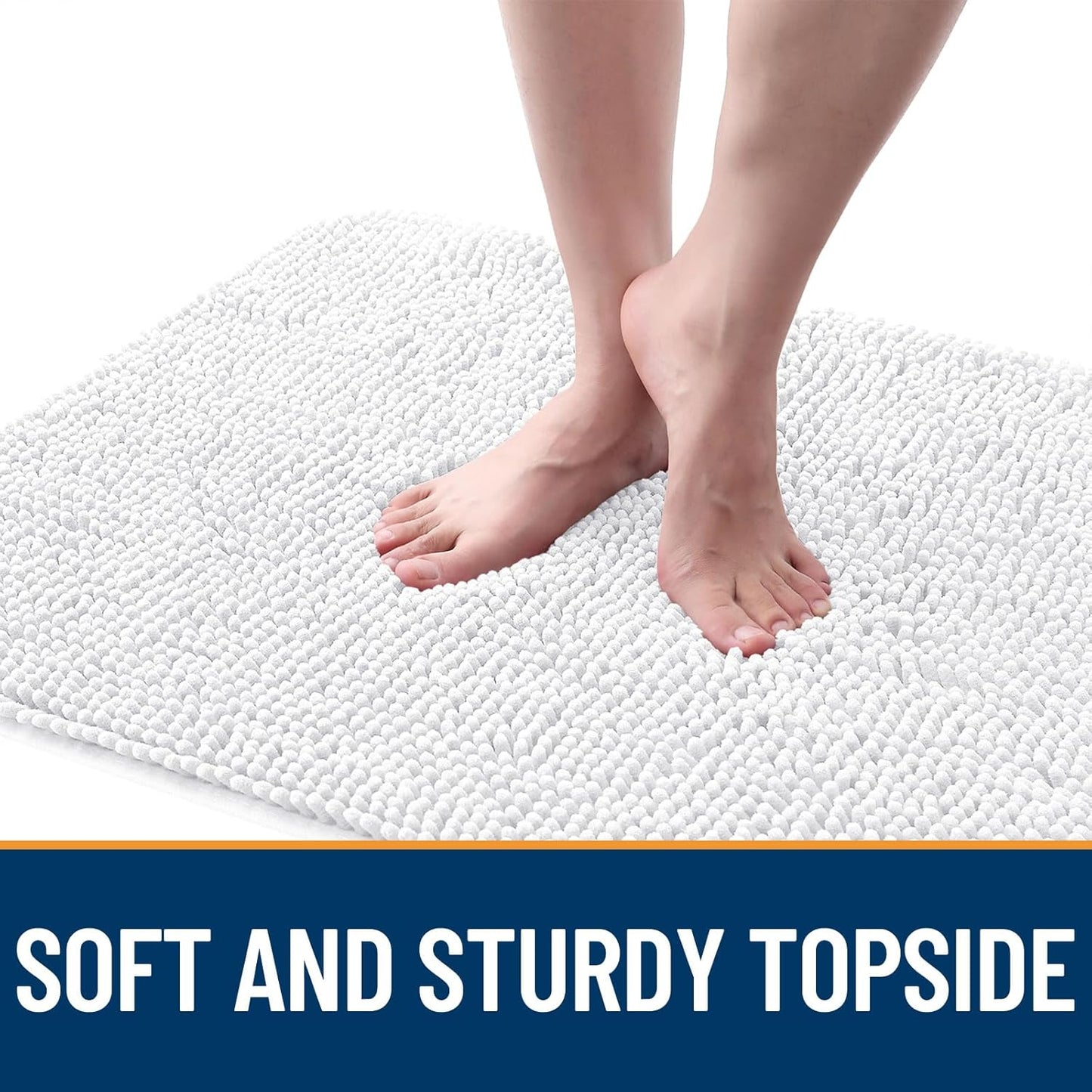 OLANLY Dog Door Mat - Absorbent Non-Slip Chenille Mat for Muddy Paws | 59x24 Inches, Quick Dry White