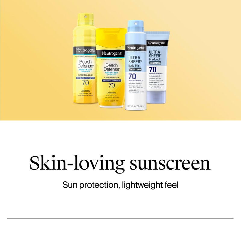 Neutrogena Ultra Sheer Dry Touch Sunscreen Spray SPF 70 Broad Spectrum UVA UVB Protection Lightweight Water Resistant up to 80 Minutes Oil PABA Oxybenzone Free, 3-pack of 5 oz