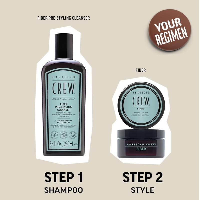 American Crew Men's Hair Fiber - High Hold, Low Shine Styling Gel | Travel Size 1.7 oz