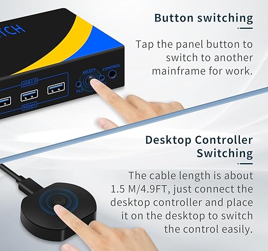 DP HDMI KVM Switch 2 Monitors 2 Computers Display Port