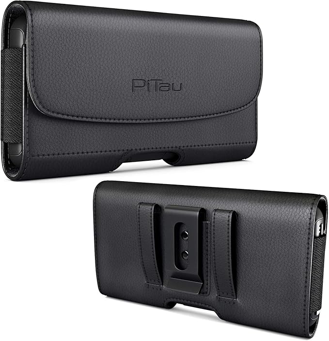 BOMEA Case for Large iPhone Plus, Pro Max 16 15 14 13 12 11 Xs, Samsung Galaxy S25+ S24+ S23+ S22+ S21+, Cell Phone Belt Holster Clip, ID Card Holder Pouch, Fits Otterbox Case - Black