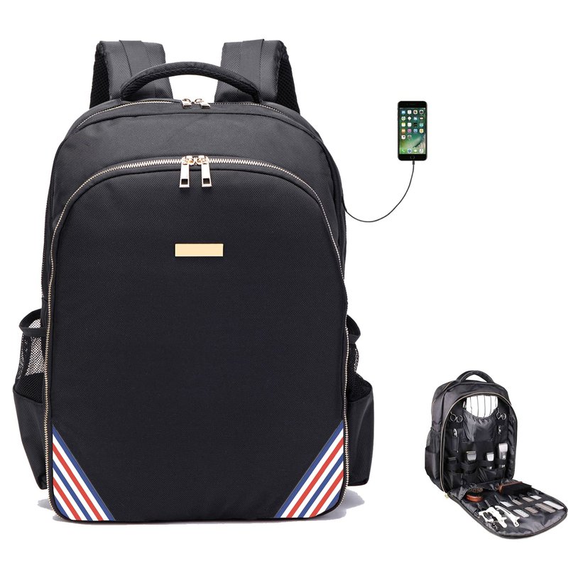 NIHANEH Barbers Bookbags for Clippers and Supplies Hairstylist Bags Travel Backpack Case for Barbers Tools Storage with USB and PUâ¦