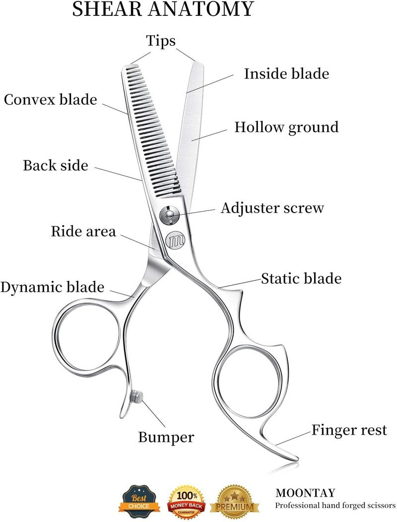Moontay Hair Cutting Shears - 5.5" Professional Barber Scissors | 440C Japanese Stainless Steel, Large Finger Holes