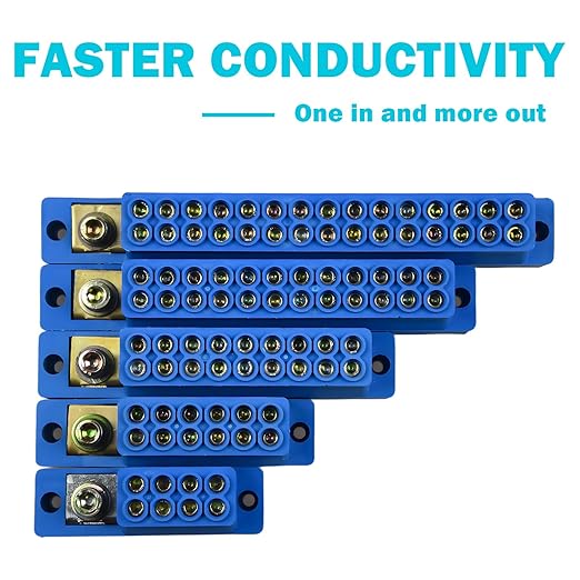 CNSQ Busbar Terminal Block 1-in-4-Out | 12V-690V 60A High Current Power Distribution | Flame Retardant PC | with Thickened Copper Busbars for Industrial/EV Systems one Piece