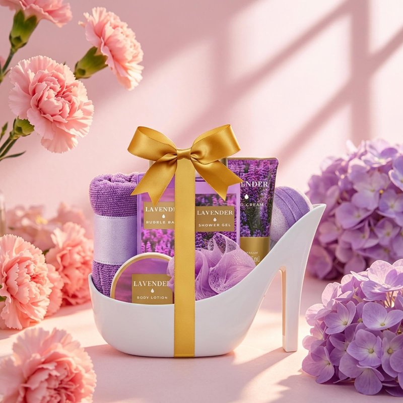 Spa Luxetique Gifts for Women 8pcs Relaxing Lavender Gift Set for Women High Heel Spa Gift for Womens Birthday Gifts for Womens Mom Grandma Teacher Nurse