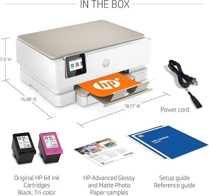 HP Envy Inspire 7255e Wireless Color Inkjet Printer, Print, scan, copy, Easy setup, Mobile printing, Best-for-home, 3 month Instant Ink trial included, AI-enabled (1W2Y9A)