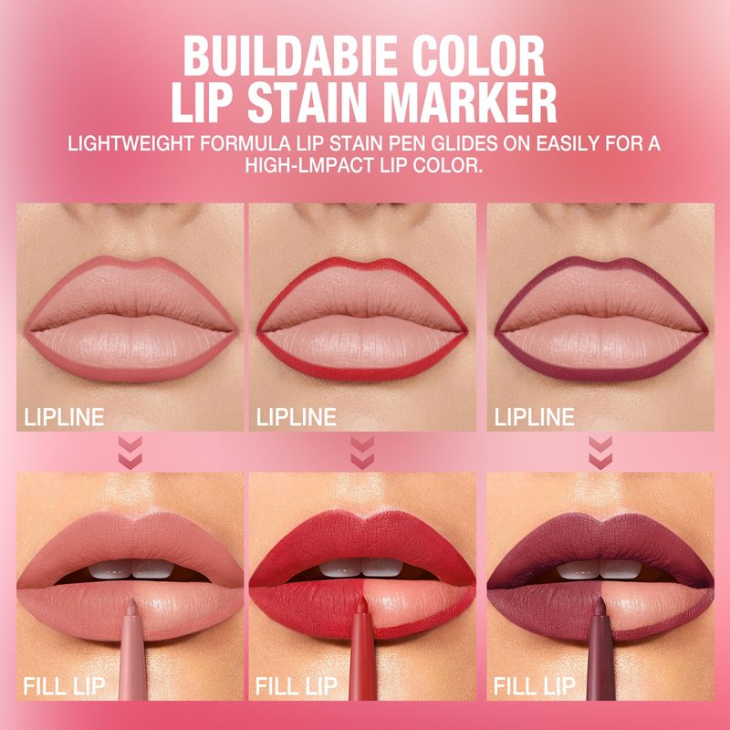 LANGMANNI 12 Colors Sculpting Matte Velvet Lip Liner Set,Smooth Creamy Texture,Waterproof And High Pigmented For Women Daily Application Lip Makeup