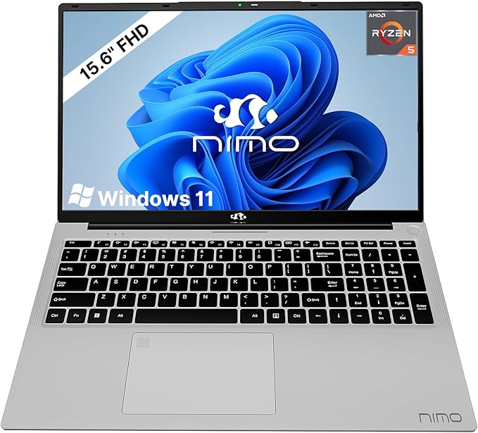 NIMO 17.3" FHD Gaming Laptop, AMD Ryzen 5 6600H 16GB DDR5 RAM 512GB SSD (Beat i7-1165G7, 6-Core up to 4.5GHz) Radeon 660M Graphics Computer with 100W Fast PD Backlit Keyboard for Business & Student