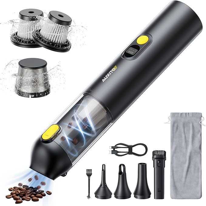 AUXITO Car Vacuum Portable Cordless 14000Pa Suction, Handheld Vacuum Blow & Suction 2 in 1, Small Vacuum Cleaner Hand Held Vacuum for Car, Home, Pet, Office, Ideal Gifts for Men & Women (Black)