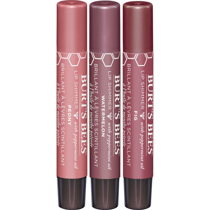 Burt's Bees Kissable Color Spring Gift Set, Petal Kisses, 3 Lip Shimmers in Peony, Fig and Watermelon