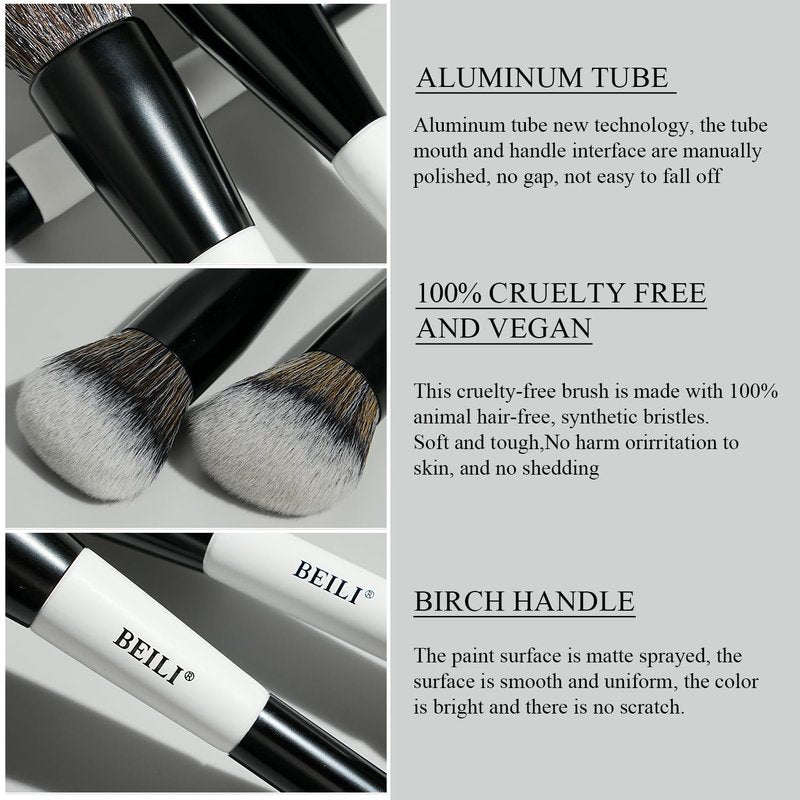 Double-Sided Makeup Brush Set - 12 Multi-Use Brushes for Contour, Foundation, Eyeshadow & More | Black & White Travel Kit
