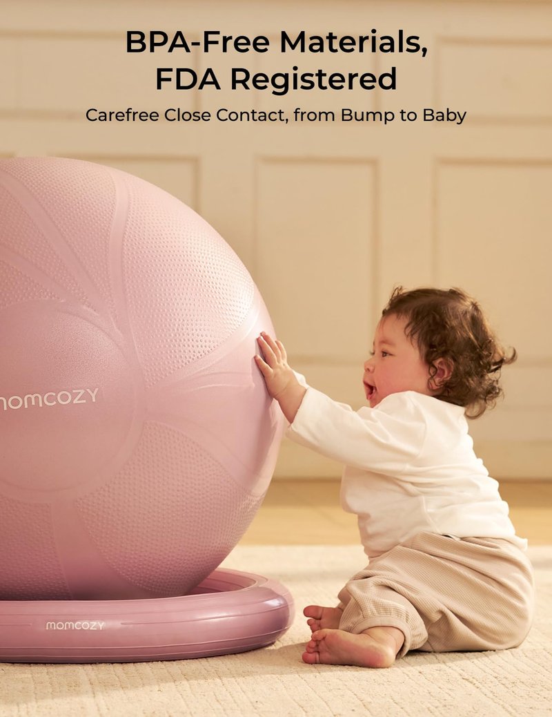 Momcozy BirthEase Maternity Ball Set, Birthing Ball with App Full-Journey Courses, BPA-Free PVC & Anti Burst Exercise Yoga Ball for Maternity, Labor, Physio, Recovery