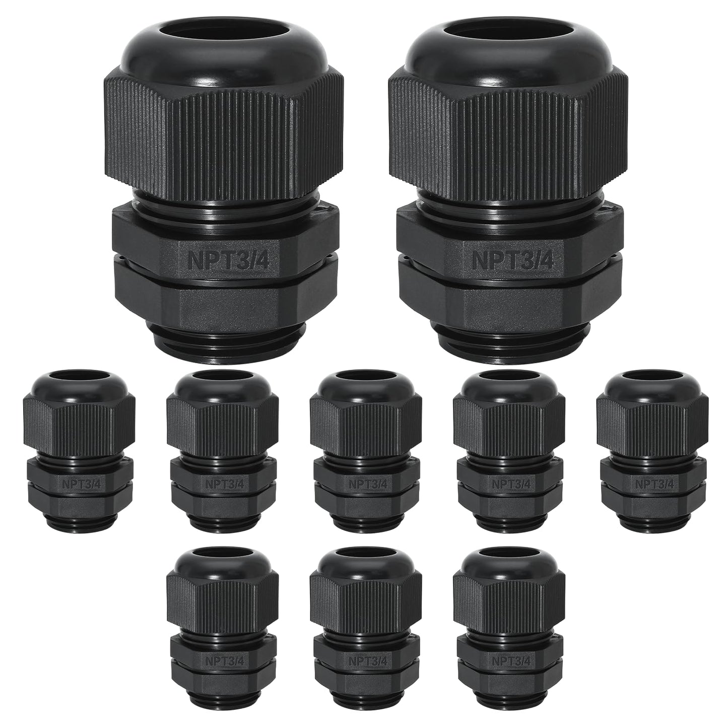 Bonsicoky 20 Pcs 3/4" NPT Nylon Cable Glands, IP68 Waterproof Adjustable Cord Grip Cable Connector Strain Relief Wire Protectors for 13-18mm Cable Diameter, Black
