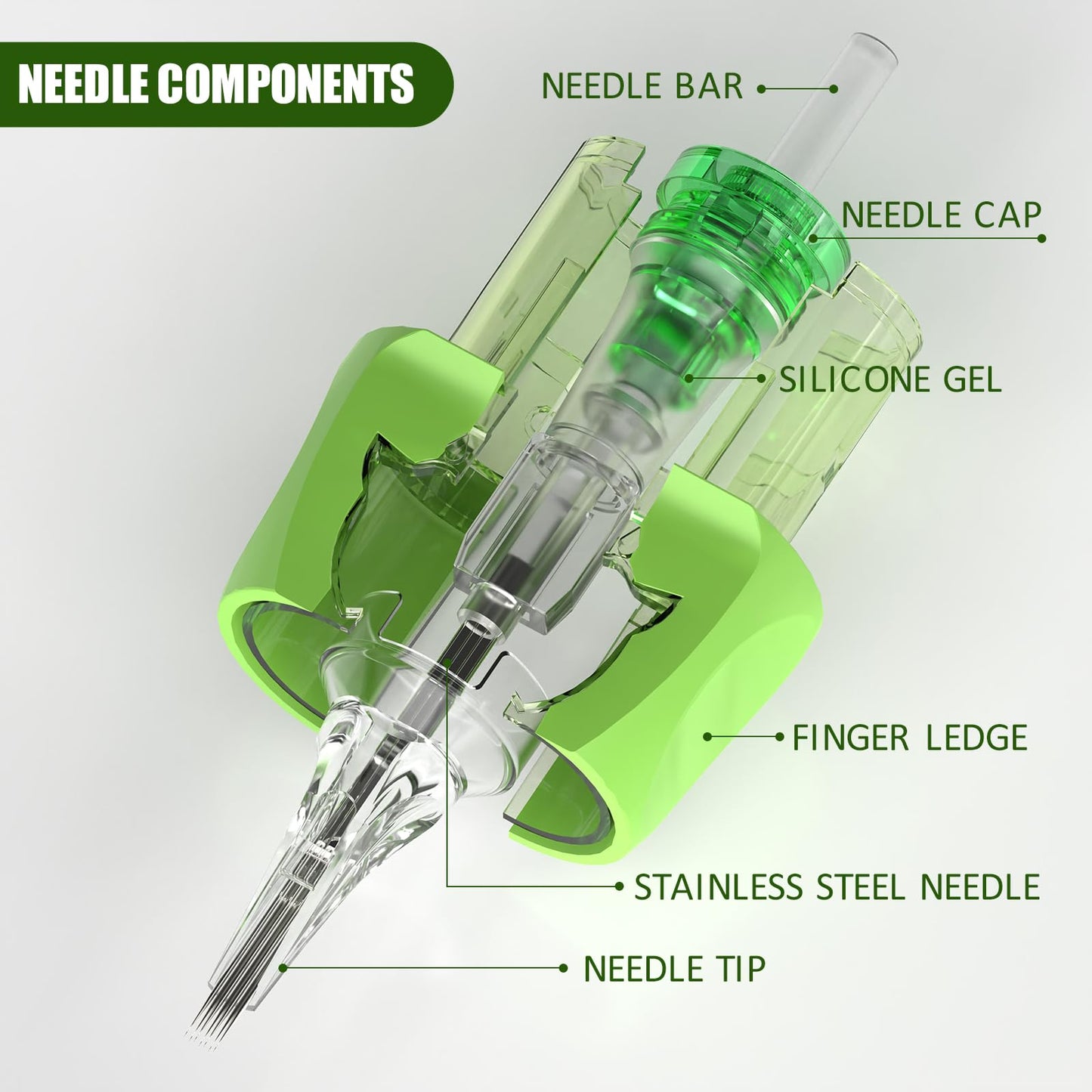 Wormhole Tattoo Cartridge Needles, 50pcs Mixed Disposable Tattoo Needles Tattoo Finger Ledge Cartridges #12 Round Liner Magnum Round Shader 3RL 5RL 7RL 9RL 5RS 7RS 7RM 9RM 9M1 11M1 for Tattoo Gun