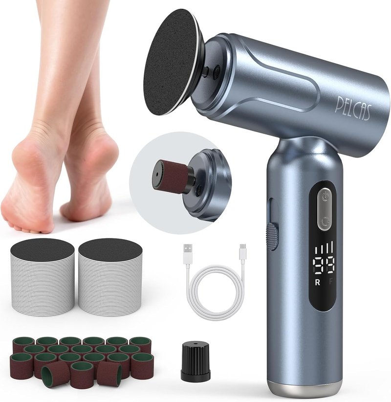 Electric Foot Callus Remover - Upgraded 2-in-1 Manicure & Pedicure Kit with LED Screen | Cordless Grey Filer for Thick Nails
