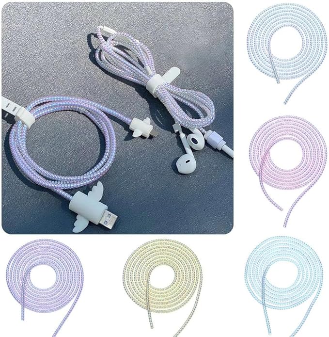 HODASHI Spiral Cable Protector, 1.5m (4.92ft), Pink