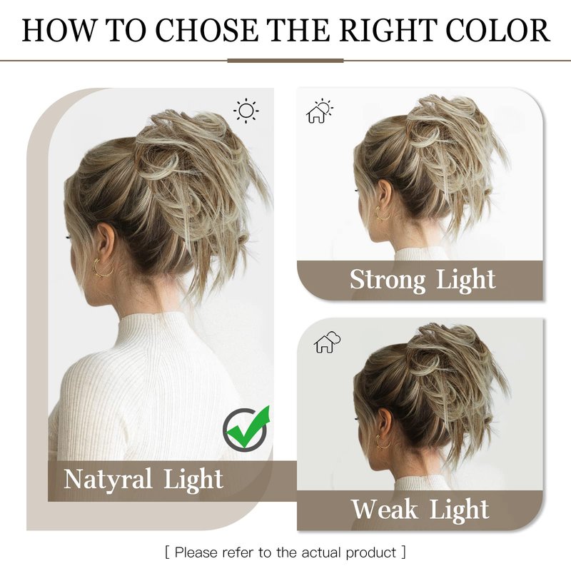 HMD 5 Pieces Messy Hair Bun Hairpiece Tousled Updo for Women Hair Extension Ponytail Scrunchies with Elastic Rubber Band Long Updo Messy Hairpiece Hair Accessories Set for Women（18TH85）