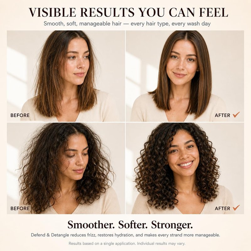Harmonize Beauty Leave-In Conditioner | 3-in-1 Detangler & Heat Protectant Spray - Sulfate-Free, Lightweight for All Hair Types - 4.9 fl oz
