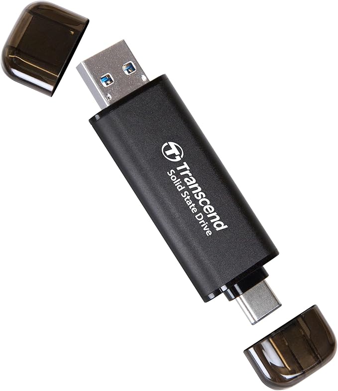 Transcend ESD310 256GB External SSD, Up to 1,050MB/s, Dual USB Flash Drive for iPhone/iPad/Mac/Windows, Android/Tablet/PC, USB 3.2 Gen 2 Thumb Drive Photo Stick, 2-in-1 Type C &Type A Memory Stick