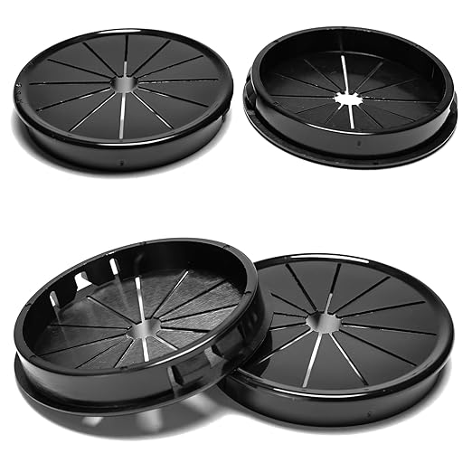 BOPOREAE 4 Pcs Cable Grommet, Snap Bushing 2-5/8" (70 mm) Mounting Diameter, Flexible Petal-Shaped Buckle Round Nylon Desk Grommet for Wires Through Countertop Cord Organizer and Protection, Black