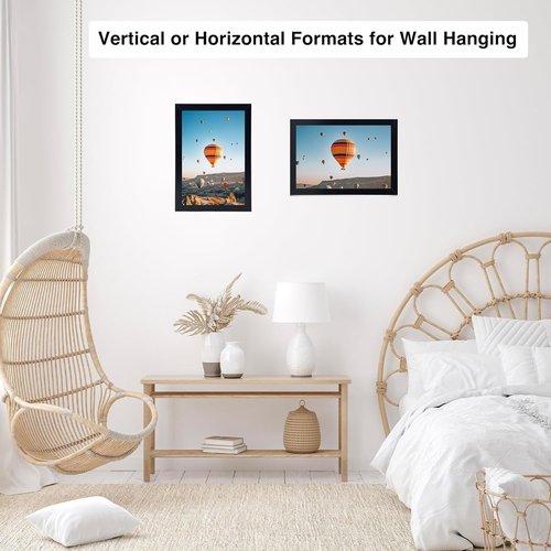 8.5x11 Picture Frame Set of 4 by [Brand Name] - Versatile Horizontal & Vertical Display | Shatter-Resistant Plexiglass, Black