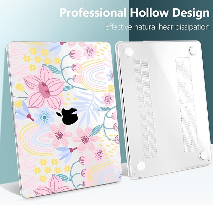 TWOLSKOO for MacBook Air 13 inch Case M5 2026 M4 2025 M3 M2 2024-2022 A3449 A3240 A3113 A2681, Plastic Hard Shell & Keyboard Cover & Type C for MacBook Air 13.6 inch Case, Floral Spring