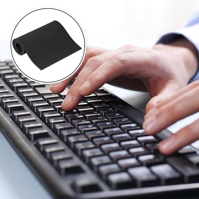 Relaxweex Keyboard Foam for Mechanical Keyboard, Sound Dampening Foam Free Cutting Key Board Mat Foams Black for Key Board Bottom Office Desk Home, 20" x 6"(3mm Thick)