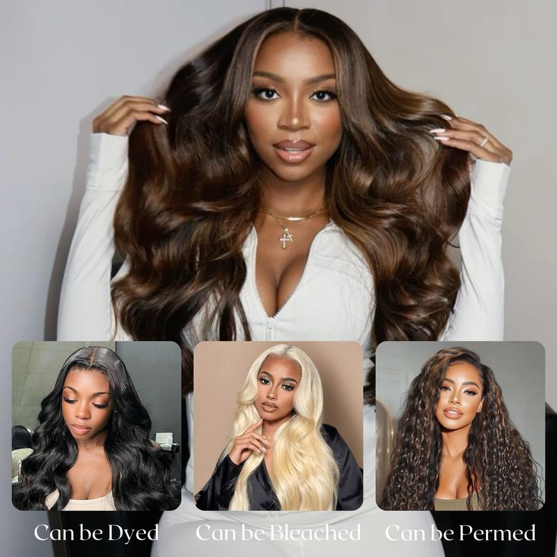 BQRIH #F1B/30 Brown Highlighted 2x6 HD Closure Only Body Wave Human Hair 12 Inch, 15A Salon Grade 100% Virgin Deep Part Ombre Honey Brown Highlight 2by6 Kim K Lace Closure Pre Plucked For Women Sew In