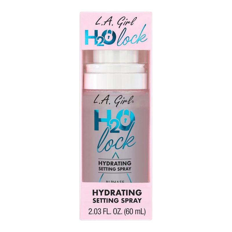 L.A. Girl H2O Lock Setting Spray, Bi-Phase Hydrating Makeup Setting Mist with Aloe Vera, Vitamin E, Cucumber Extract, Dewy Finish, Long-Lasting G97882