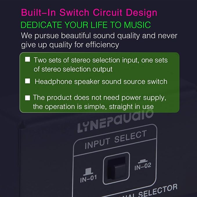 JINGFENG Audio Switcher RCA 2 in 1 Out/1 in 2 Out A/B Switch Stereo Audio Splitter Box with No Distortion RCA Jack for Switching Between Computer Speakers and Headphones