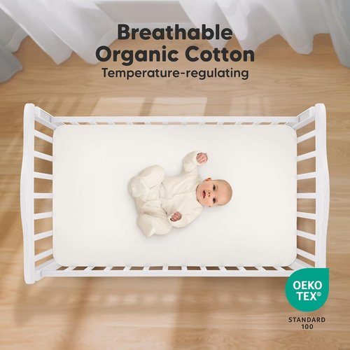 KeaBabies Organic Crib Sheets - 2-Pack Fitted Jersey Cotton for Baby Bed | Soft & Breathable (Rust)