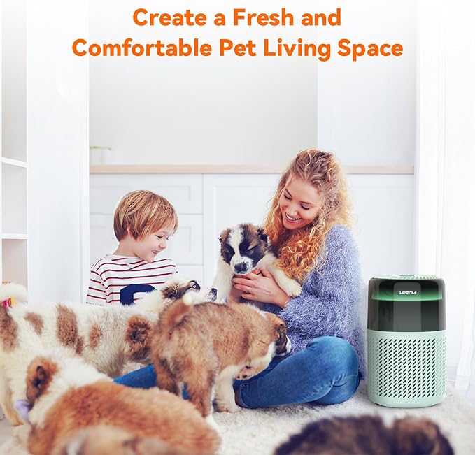 AIRROMI HEPA Air Purifier for Bedroom&Home,Pet Air Purifier for Home Pets,Removes Pet Odor,Cat Litter Smell,Dust,Smoke&Allergies,Quiet Room Air Purifier with Scents,360°Air Cleaner,A2005 Turquoise