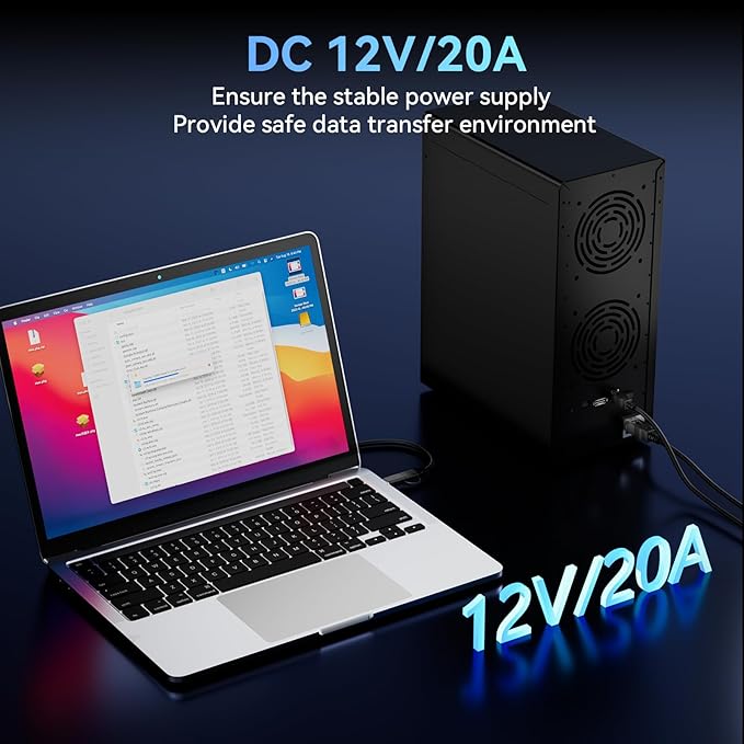 CENMATE 8 Bay Hard Drive RAID Enclosure with Cooling Fan for 2.5/3.5" SATA HDD/SSD with USB A/C 3.0＋eSATA Cable, 3.5 Hard Drive Enclosure Supports 160TB Capacity, 8 RAID Modes, DAS(NO NAS)