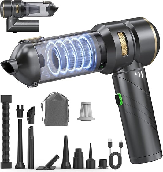 Ytbocar Car Vacuum Portable Cordless, Foldable Handheld Vacuum with Brushless Motor, 22000PA High Power Mini Hand Vacuum Cleaner & Air Blower & Duster & Pump for Home, Pet, Office