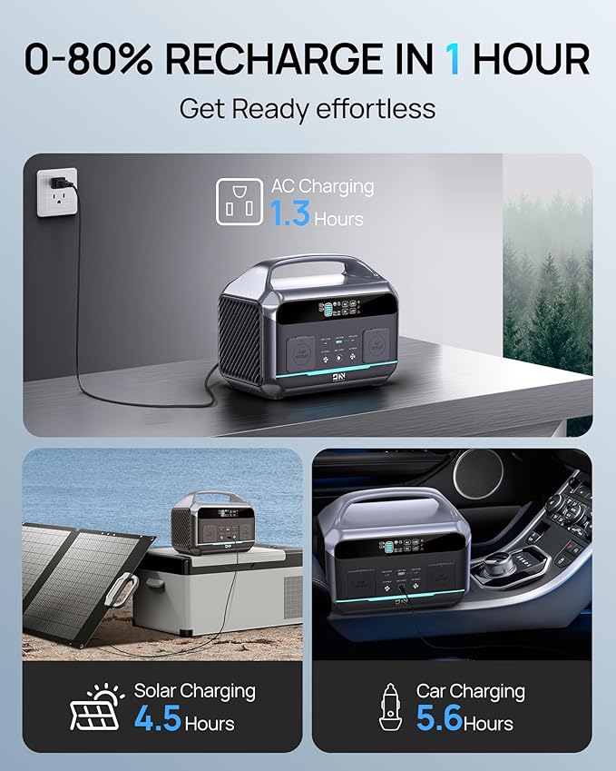 DaranEner Portable Power Station 600W(1200W Peak), 576Wh Solar Generator, LiFePO4 Battery 1.5Hour Fast Charging, Power Bank for Home & Emergency Backup, Hurricane, CPAP (Solar Optional)