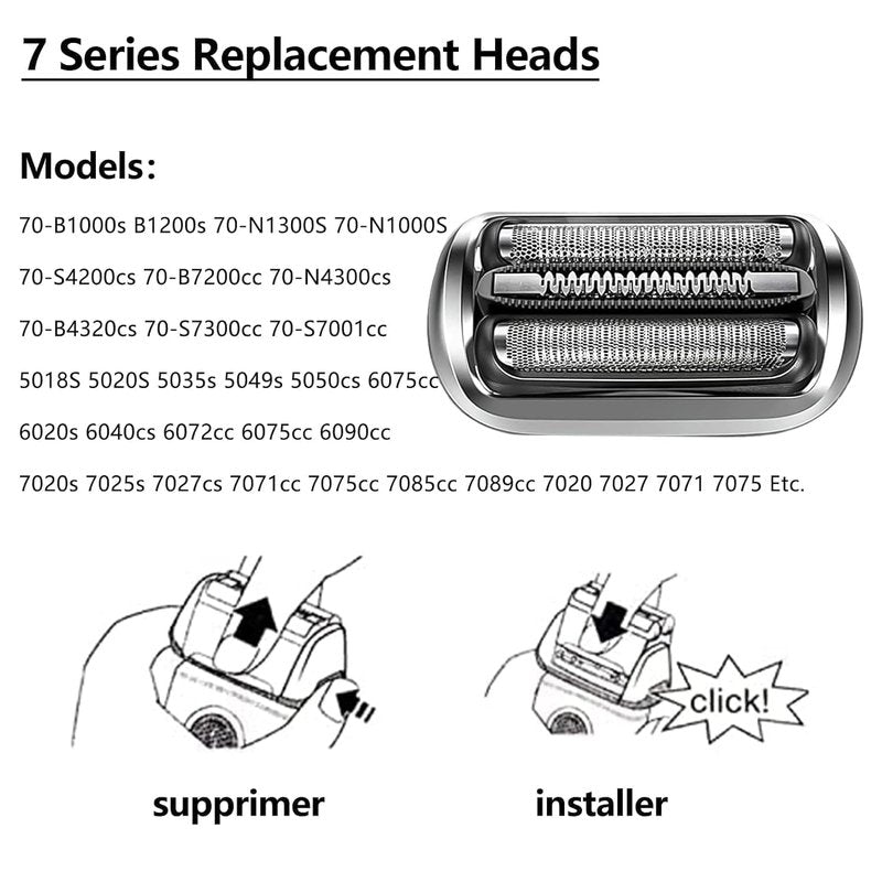Braun Series 7 Replacement Shaver Head - Compatible with 5764, 7020s, 7025s, 7085cc | 360 Flex Design