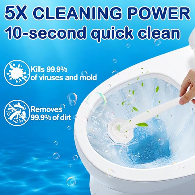 100 Count Disposable Toilet Wand Refills for Toilet Wand, 5X Cleaning Power Scrubber Refill, Replacement Heads for Toilet Cleaning, 360° Efficient Cleaning, No Falling Apart, Fresh Fragrance.