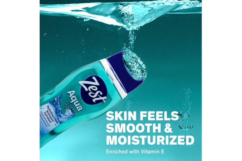 Zest Hydrating Body Wash - Aqua - Moisturizing Body Wash for Men and Women - Bath Soap with Vitamin E - Gentle Paraben Free Formula - 6 pc