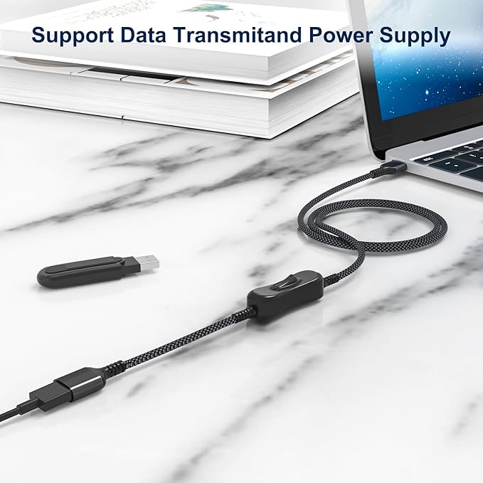 Itramax USB On Off Switch Cable,USB Extension Cable Support Data and Power 3.3FT/1M,Inline Power Switch,Male to Female with Toggle Switch for LED Lamp,LED Light Strips,Driving Recorder