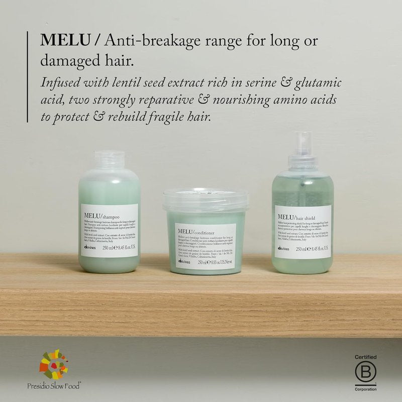 Davines MELU Shampoo - Anti-Breakage Fortifying Cleanser for Long, Damaged Hair | Strengthens & Adds Shine