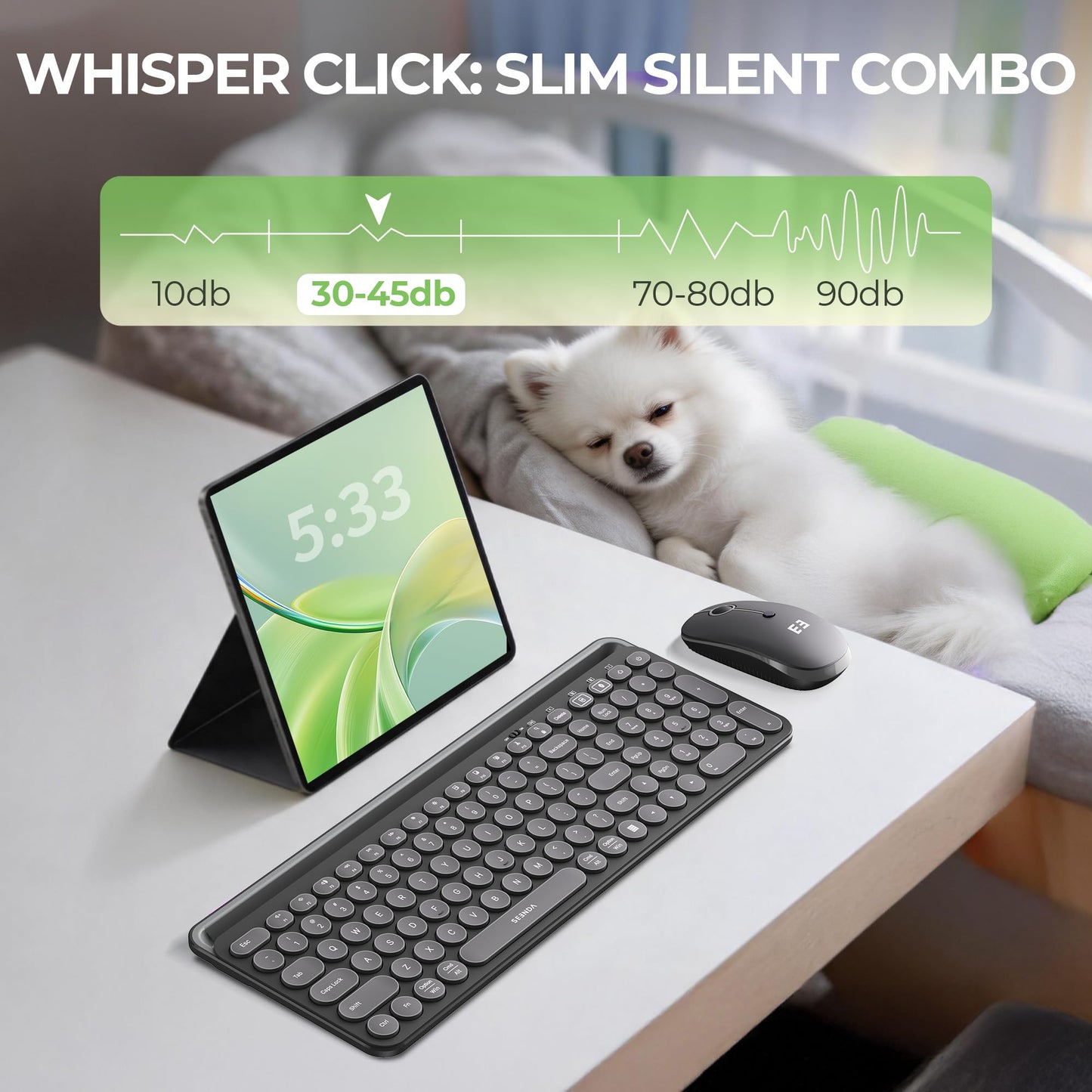 seenda Bluetooth Keyboard and Mouse for iPad, CTU-301 Wireless Multi-Device Connection Bluetooth+2.4G Keyboard Mouse Combo with Tablet Holder for iPad/MacBook/Windows, iOS/Android/Phone, Black